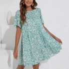 Womens A Line Floral Dress with Ruffle Sleeves - Life's Fun Treasures