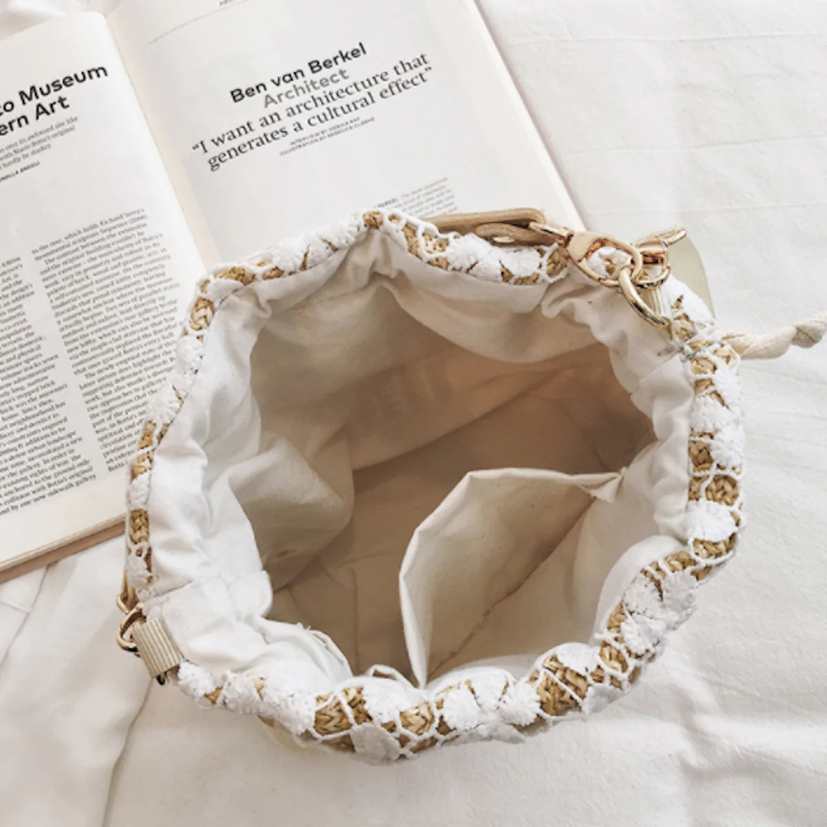 Summer Crossbody Straw Bucket with Lace - Life's Fun Treasures