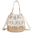 Summer Crossbody Straw Bucket with Lace - Life's Fun Treasures