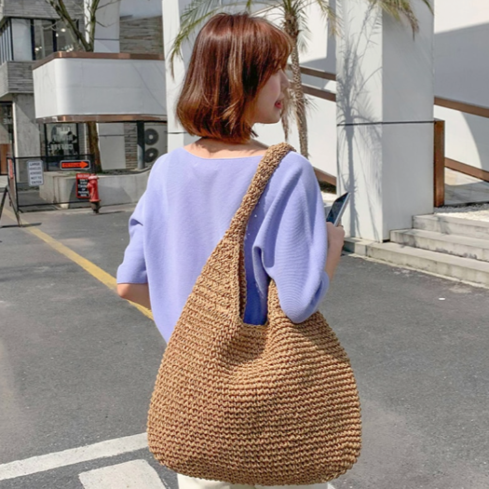 Summer Shoulder Straw Tote - Life's Fun Treasures