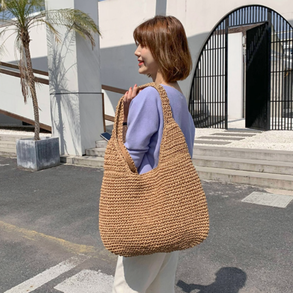 Summer Shoulder Straw Tote - Life's Fun Treasures