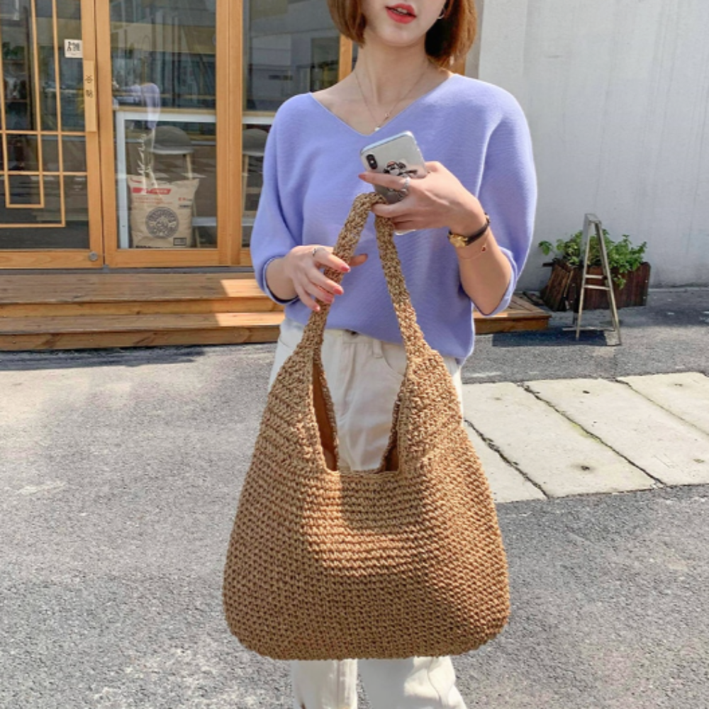 Summer Shoulder Straw Tote - Life's Fun Treasures