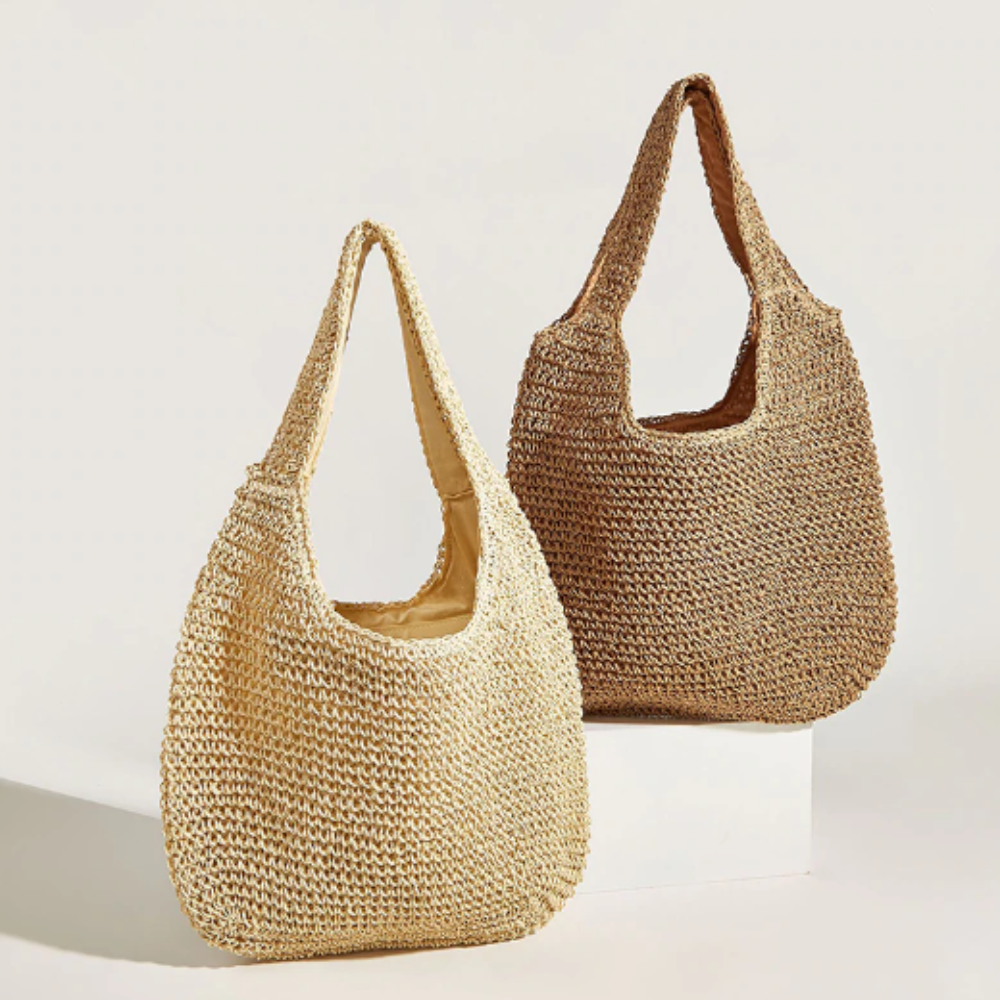 Summer Shoulder Straw Tote - Life's Fun Treasures