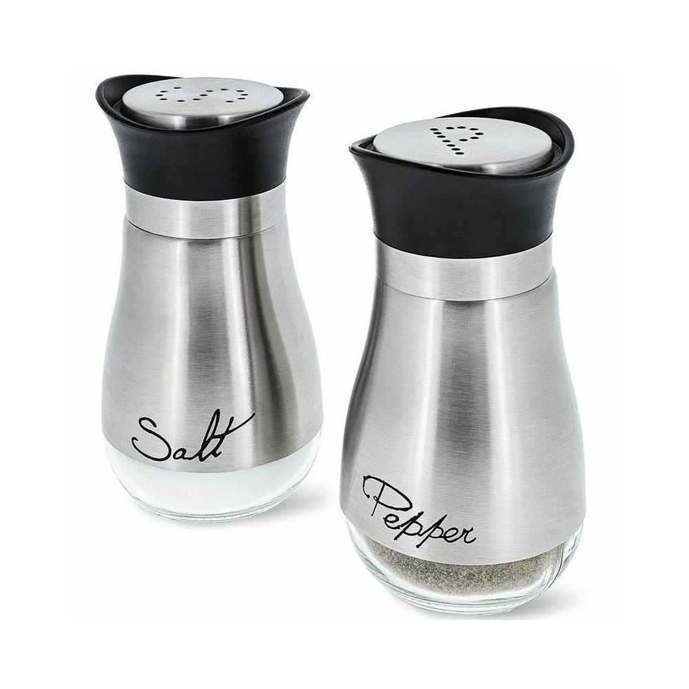 Salt and Pepper Shakers Stainless Steel Glass Set BPA Free, 4oz - Life's Fun Treasures