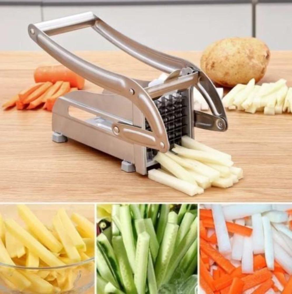 Stainless Steel French Fries and Potato Cutter with 2 Different Blades - Life's Fun Treasures