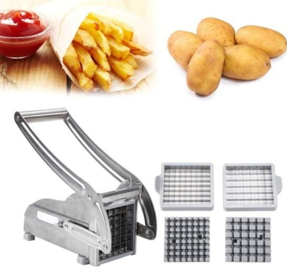 Stainless Steel French Fries and Potato Cutter with 2 Different Blades - Life's Fun Treasures