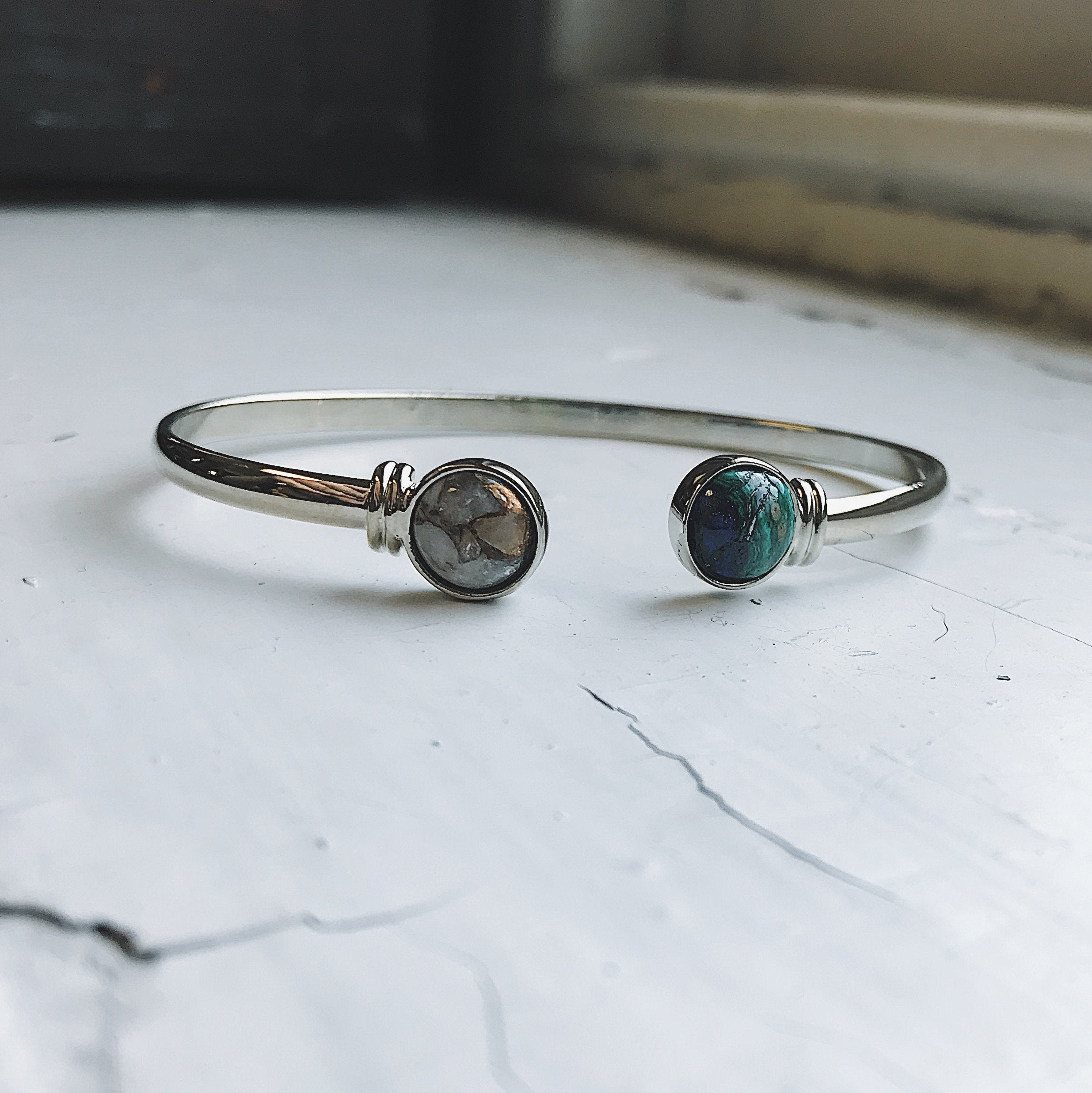 Earth and Moon Cuff Bracelet with Natural Stones - Life's Fun Treasures