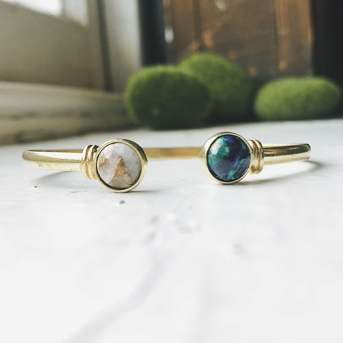 Earth and Moon Cuff Bracelet with Natural Stones - Life's Fun Treasures